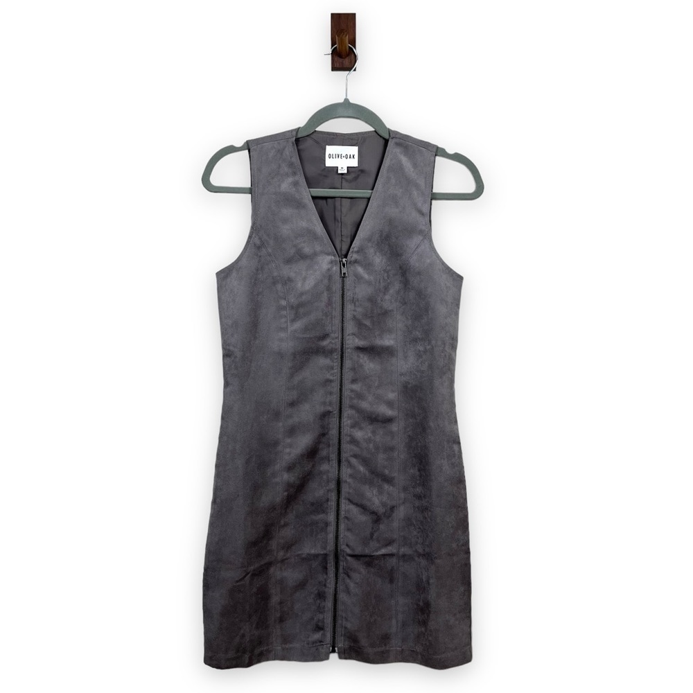 Olive + Oak Faux Suede Zip Front Mini Dress Size XS